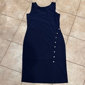 White House Black Market Navy Midi Dress with Stud Accents